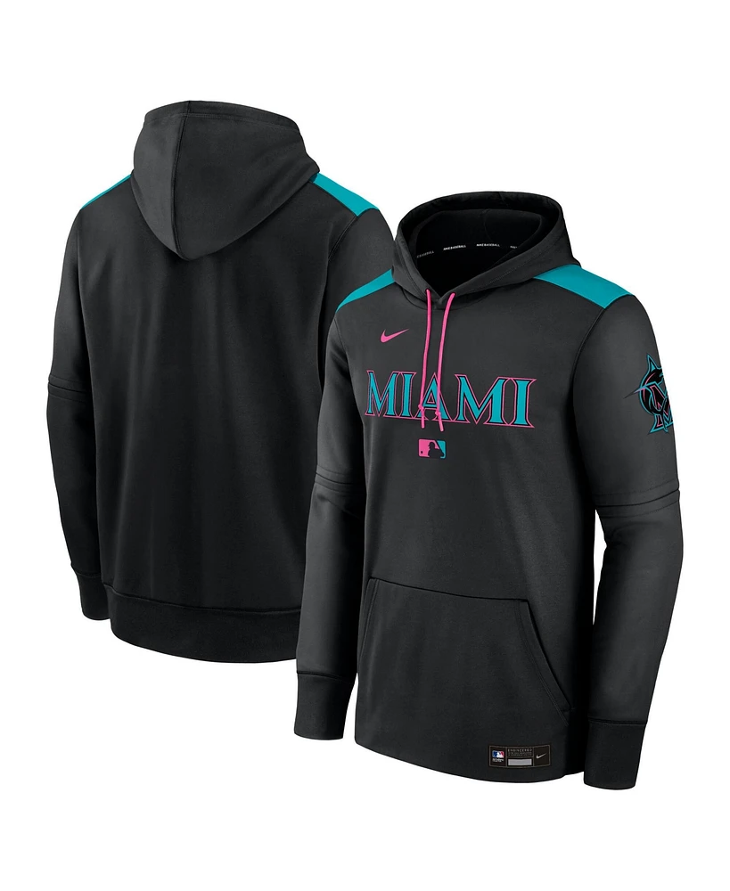 Nike Men's Black Miami Marlins 2025 City Connect Authentic Collection Therma Pullover Hoodie