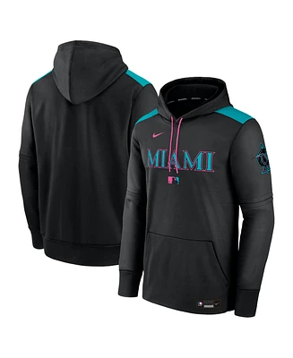 Nike Men's Black Miami Marlins 2025 City Connect Authentic Collection Therma Pullover Hoodie