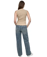 Dkny Jeans Women's Crewneck Smocked Sleeveless Top