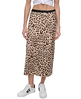 Dkny Jeans Women's Logo-Waistband Midi Slip Skirt - L3Z
