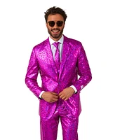 OppoSuits Big & Tall Shiny Party Suit - Peppy Pink