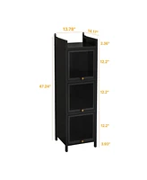 Modern Glass Door Cabinet with Multi-tier Storage (Entryway, Living Room, Bathroom, Dining Room