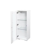 Storage Cabinets with aluminum strip lamp,with Glass Shelves, for Living Room/Bedroom/Office