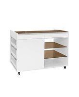43" Multi-Functional Storage Island Cabinet with Drawers & Shelves