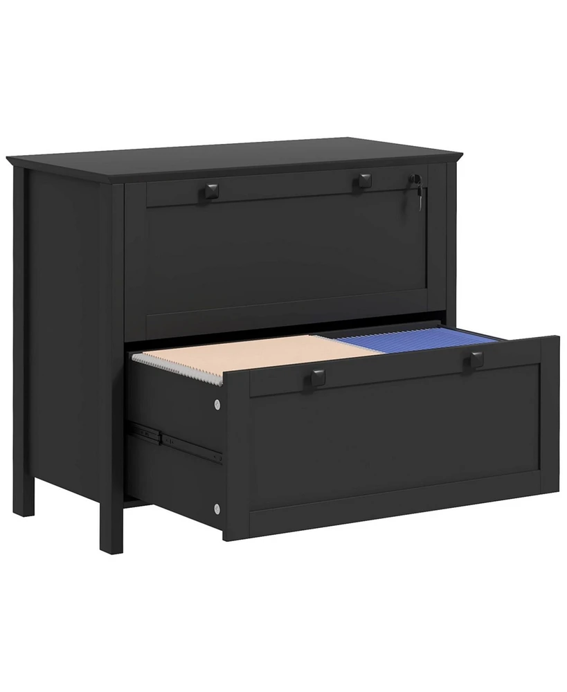 2 Drawer File Cabinet with Lock, Lateral Filing Cabinet with Keys and Adjustable Hanging Bar for Letter, A4 and Legal Size, File Cabinet for Home Offi