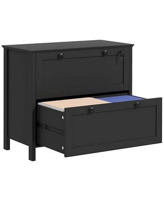2 Drawer File Cabinet with Lock, Lateral Filing Cabinet with Keys and Adjustable Hanging Bar for Letter, A4 and Legal Size, File Cabinet for Home Offi