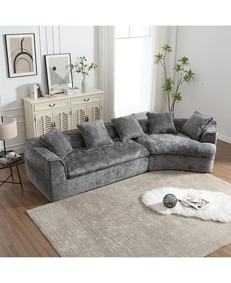Boucle Sofa 3 Seater for Living Room Oversized Comfy Sofa unique double seat and corner construction for Apartment
