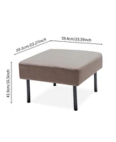 Cozy 3-Seater L-Shape Sofa with Ottoman, Polyester Fabric for Small Spaces