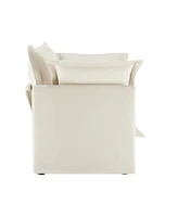 Comfortable Slipcover Armchair with Back Cushion and Toss Pillows