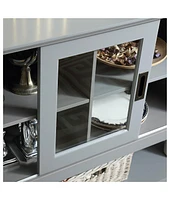 Sideboard Buffet Table With Doors, Grey