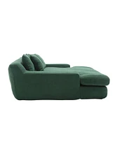Chenille 2-seater lazy sofa With 5 back pillows, Comfy Sofa- Deep Seat Couch for Living Room, Club (Emerald)