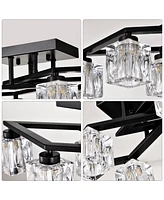 6-Light Crystal Ceiling Lamp for Dining Room, Modern Entryway Light