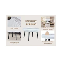 Elegant Marble Round Coffee Table with Black Metal Legs