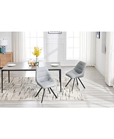 Dining Chair,Thickened fabric chairs with metal legs Set of 2,Grey