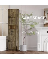 69" H Tall Bathroom Storage Cabinet with 2 Barn Doors and 1 Drawer, Narrow Storage Unit, Adjustable Shelves, Floor Cabinet for Bathroom, Living R