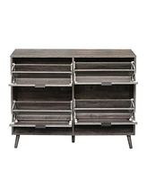 4 Door Shoe Rack, Freestanding Modern Shoe Storage Cabinet, for Entryway