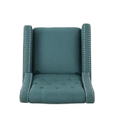 Classic Teal Fabric Push Back Chair
