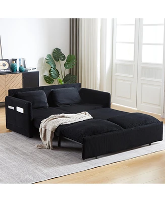 64.5" 3-in-1 Sleeper Sofa with Pullout Bed, Pillows