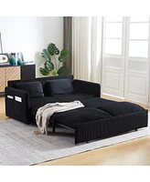 64.5" 3-in-1 Sleeper Sofa with Pullout Bed, Pillows