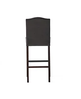Walnut Brown Reconstituted Bycast Leather Barstools with Rubberwood Legs (Set of 2)