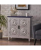 Elegant Firwood Cabinet With Carved Panels And Ample Storage