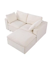 68.5" Loveseat Sofa with Ottoman Modular Sectional Love Seat Couch Small L Shaped Upholstered Couch for Living Room Apartment Small Space, Chenil
