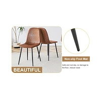 Industrial Walnut Dining Set: 71" Table + 8 Brown Chairs