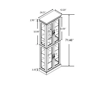 Lighted Glass Curio Display Cabinet, Display Cabinet, Glass Storage Cabinet Glass Wine cabinet Wood Frame Toy Display for Living Room, Kitchen, Pantry