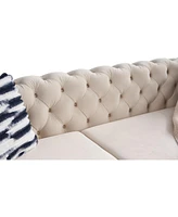Chesterfield Modern Tufted Velvet Living Room Sofa, 84.25"W Couch,Cream