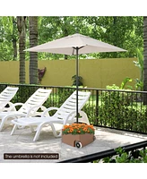 150 Pounds Patio Umbrella Base Stand Wheels Planter Outdoor-Coffee