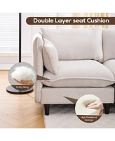 Modular Sectional Sofa, L Shaped Couch Set for Living Room, 4-Seater Comfy Cloud Couches with Movable Ottoman Beige