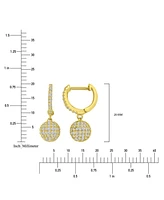 Cubic Zirconia Micro-Pave Dangle Small Huggie Hoop Earrings