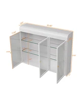 3 Door Arched Wall Mounted Glass Cabinets for Kitchen, Living Room and Bathroom(White)