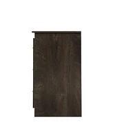 Gray Wood-Grain Drawer Dresser with Gold Handles for Living Spaces