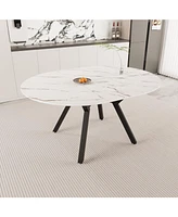 White Extendable Table for 4-6, Modern Kitchen/Home Dining Table