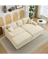 Modern Sectional Couch, 2 Pieces Corduroy Couch Cushion Covers