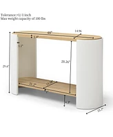 2-Layer Storage Nightstand Table (Natural and White)