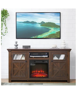 60" Farmhouse Tv Stand with Fireplace, Espresso