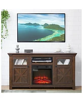 60" Farmhouse Tv Stand with Fireplace, Espresso