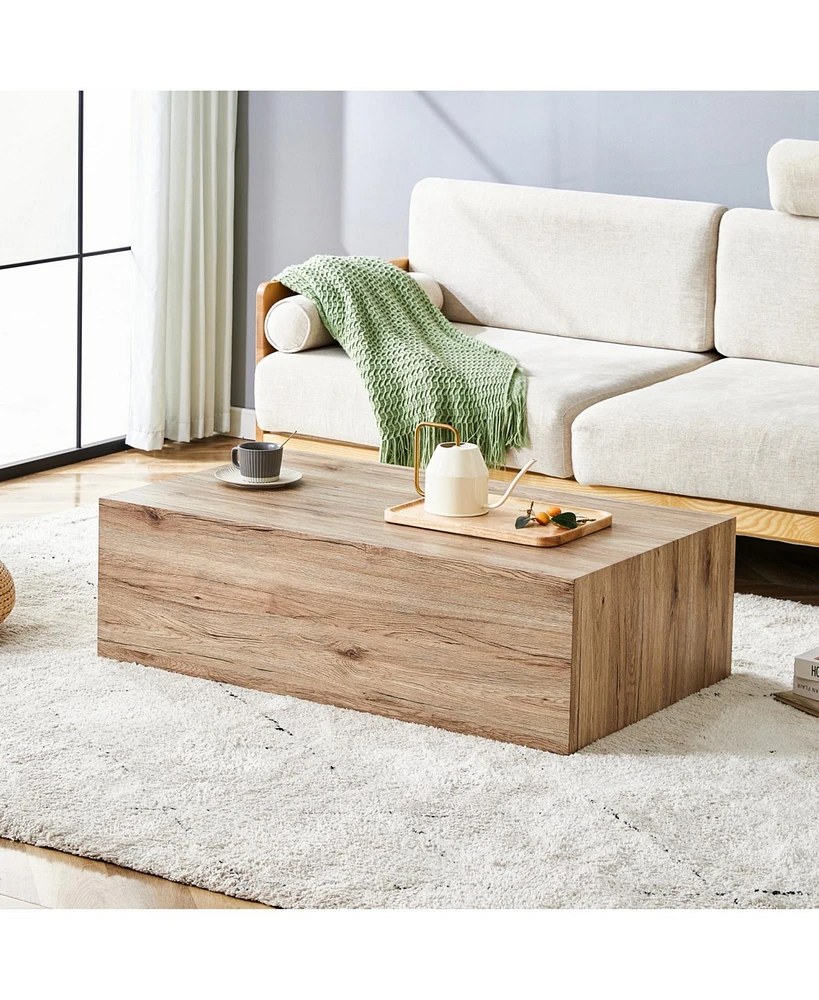 Modern Wood Texture Mdf Coffee Table, Simple, Durable Design (39.3"x23.6"x11.8")