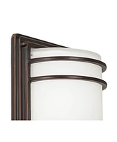 Habitat Modern Industrial Outdoor Wall Light Fixtures Set of 2 Oil Rubbed Bronze 11" Led Opal Glass Shade Exterior House Porch Patio Outside Deck