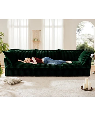 Green Corduroy Slipcovered 3-Seater Sofa