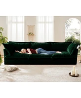 Green Corduroy Slipcovered 3-Seater Sofa
