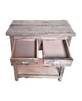 31.5x17.5x31.5" Rustic 2-Drawer Kitchen Island
