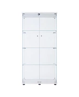 Led Strip Light Glass Display Cabinet, White