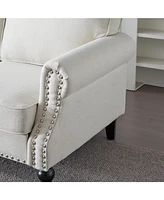 68'' Nailhead Trim Sofa, Rolled Arm, Faux Leather, 2 Seater