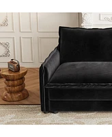 Corduroy 2-Seater Sofa with Footrests & Cushions
