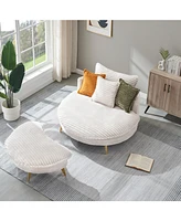 65.00 inches long, Corduroy Sofa Fabric, with three matching pillows and two spacious and comfortable seats, for Apartment Office Living Room -Beige