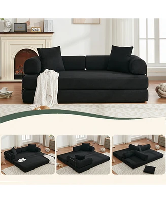 78.5" Folding Convertible Out Sleeper Sofa Bed,4-in-1 Diy Combination Convertible Sofa,3 seat, Folding Sofa, King Size, Bedroom,Apartment,Corduro