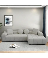 Modular Sofa with Sponge Foam, L-Shape Chaise & Light Gray Upholstery